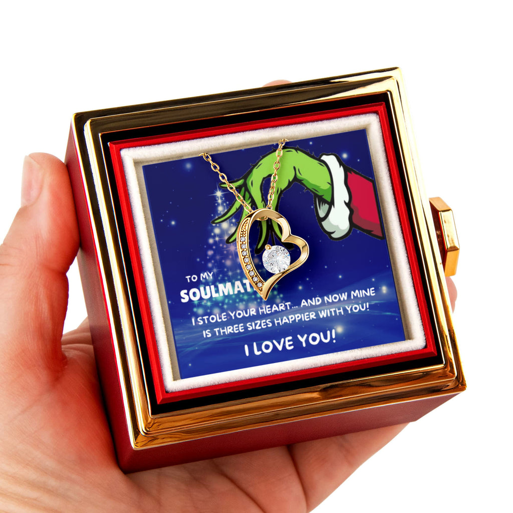 To My Soulmate Three Size Grinch Forever Love Necklace Rose Box Gift Set