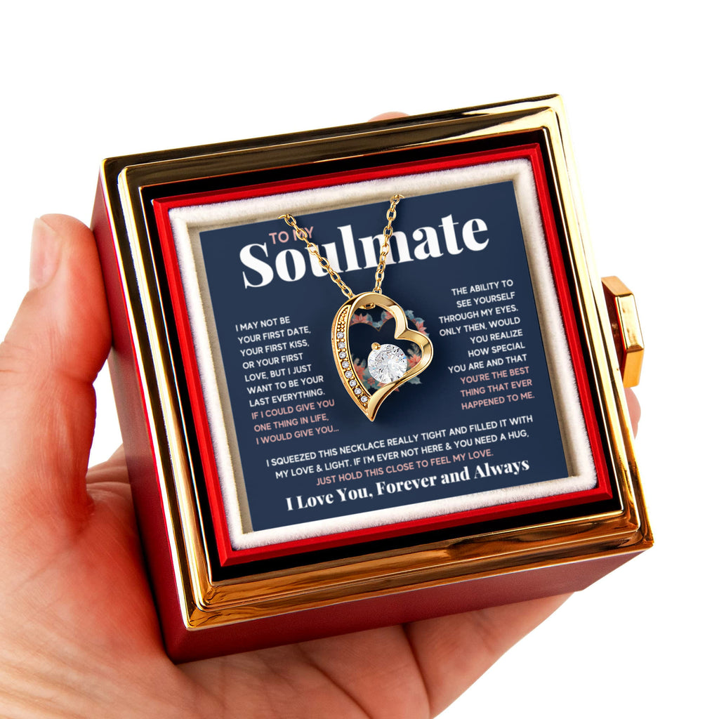 To My Soulmate Blue Squeeze Forever Love Necklace Rose Box Gift Set