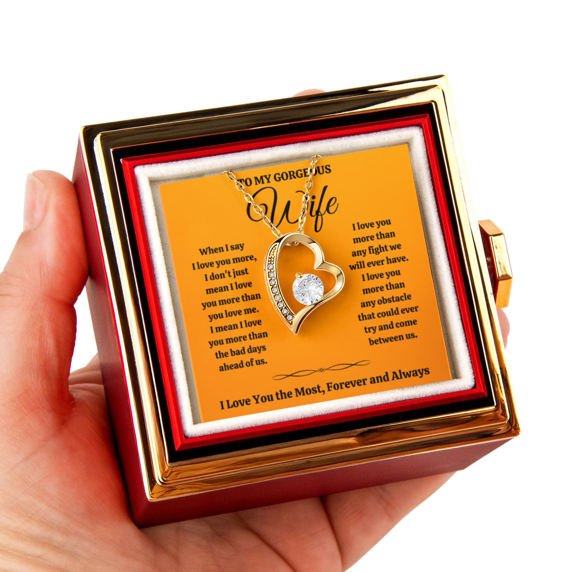 To My Wife Most Forever Love Necklace Rose Box Gift Set