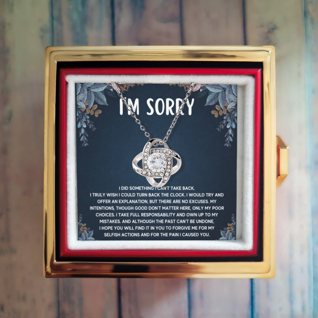 Apology Turn Back Love Knot Necklace Rose Box Gift Set