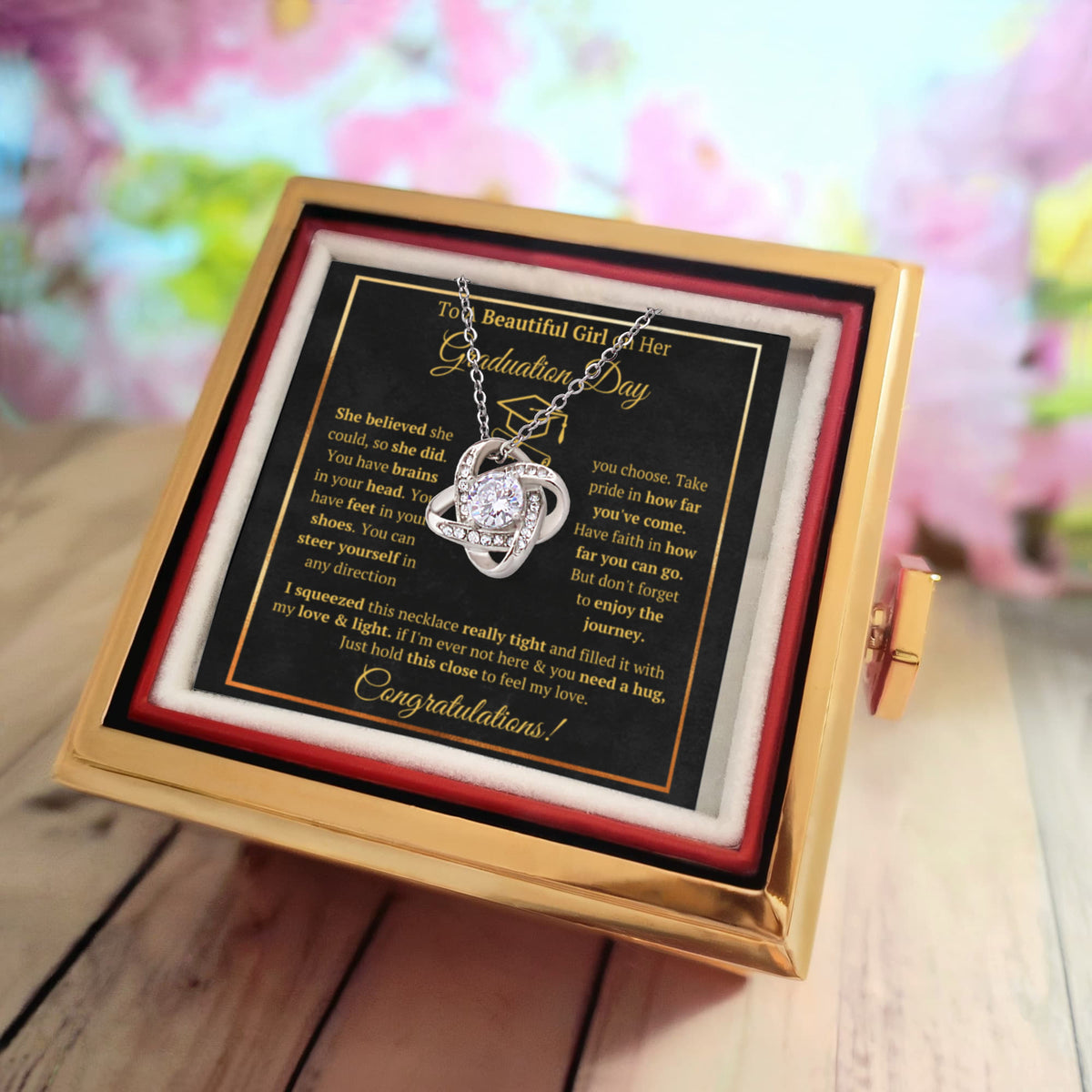 Graduation Gifts For Her Love Knot Necklace Rose Box Gift Set
