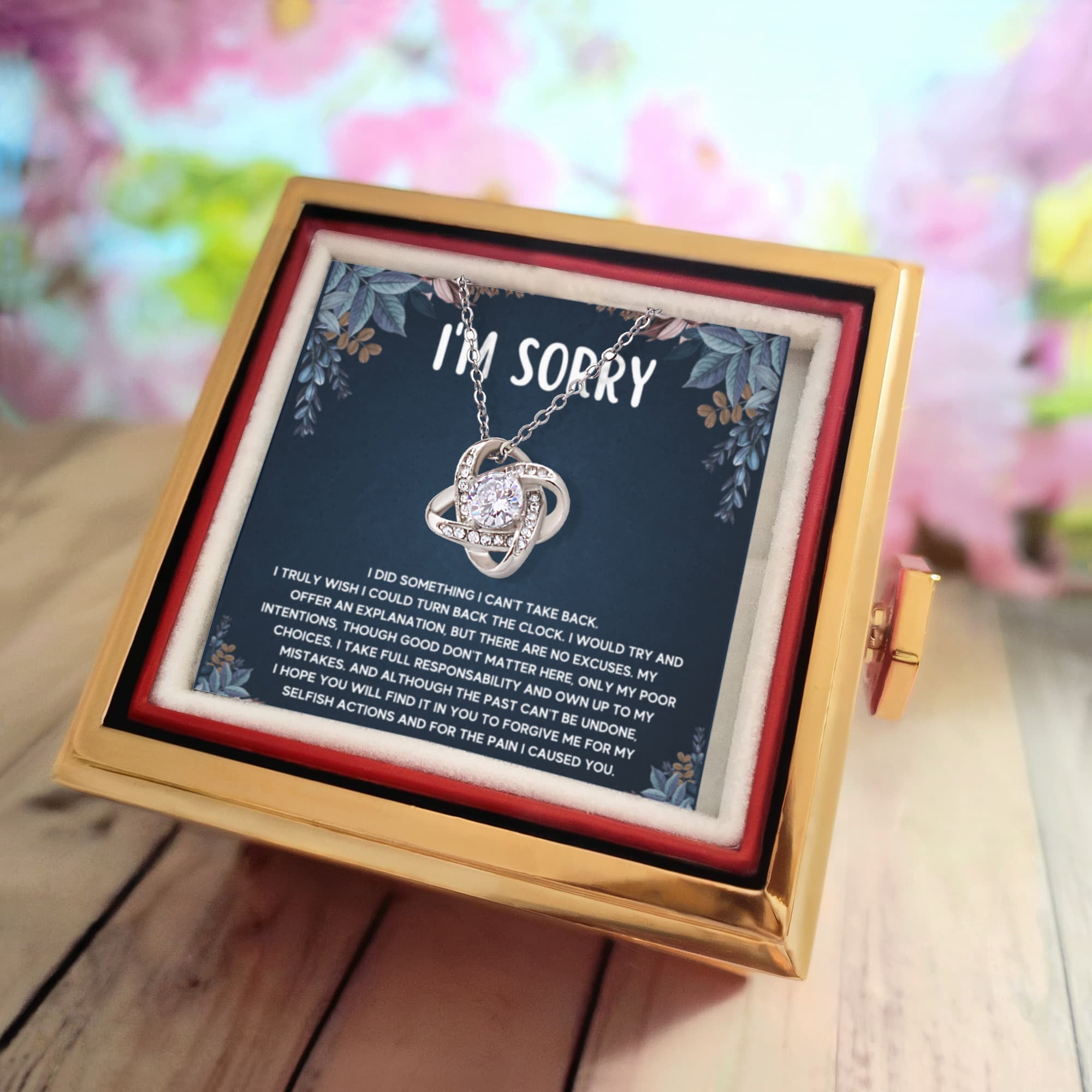 Apology Turn Back Love Knot Necklace Rose Box Gift Set