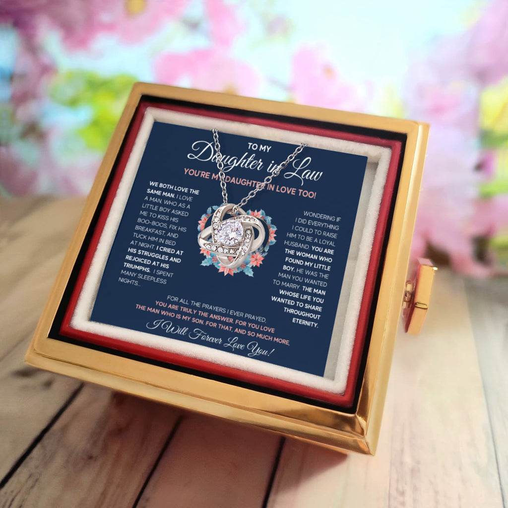 To My Daughter In Love Love Knot Necklace Rose Box Gift Set