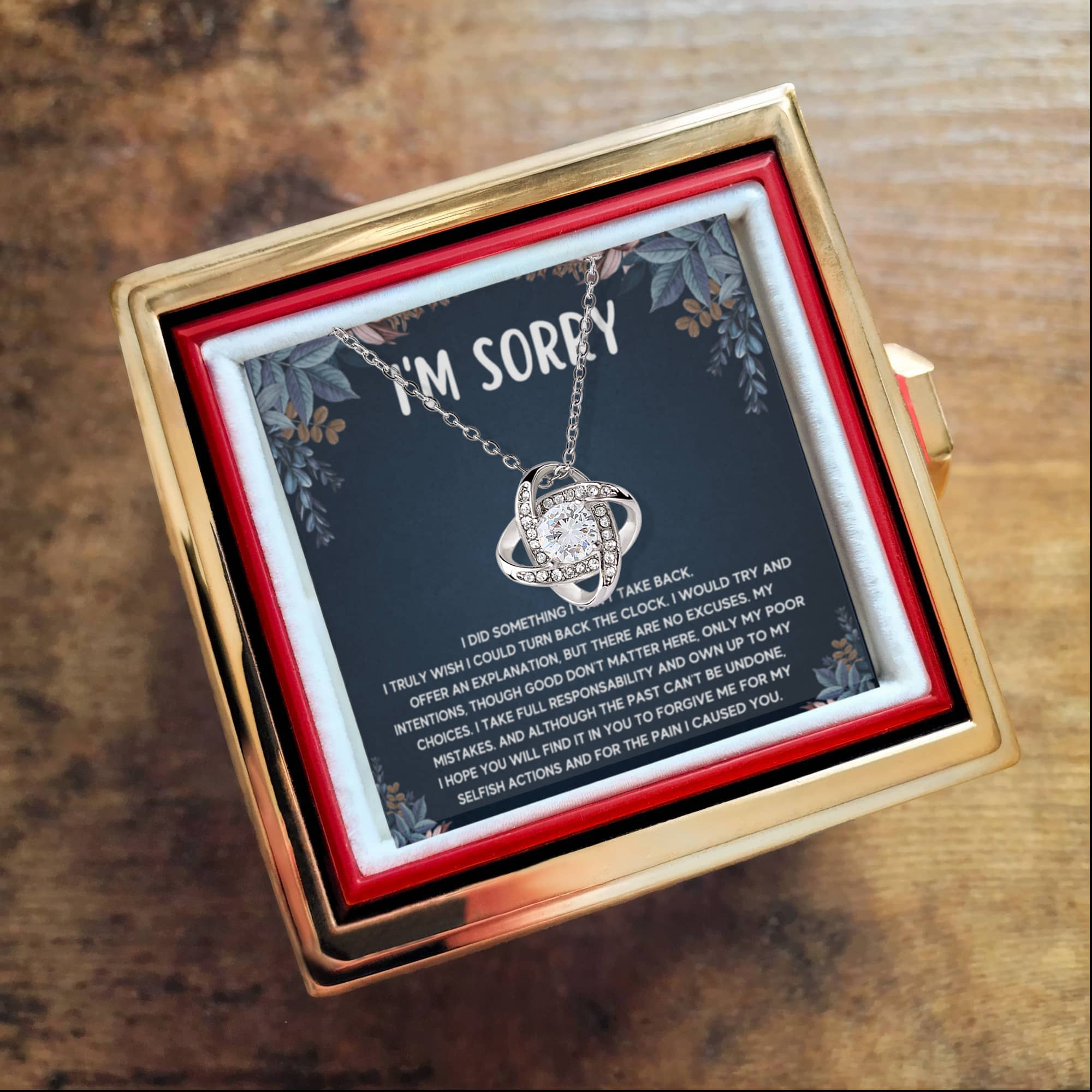 Apology Turn Back Love Knot Necklace Rose Box Gift Set