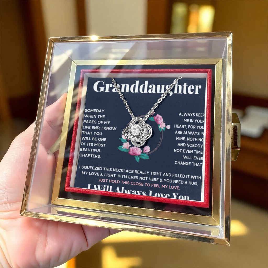 To My Granddaughter Circle Love Knot Necklace Rose Box Gift Set