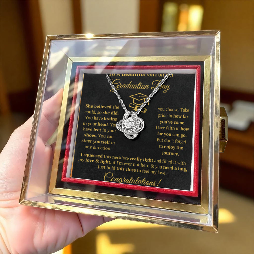 Graduation Gifts For Her Love Knot Necklace Rose Box Gift Set