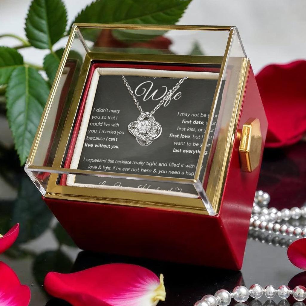 To My Wife Last Everything Love Knot Necklace Rose Box Gift Set