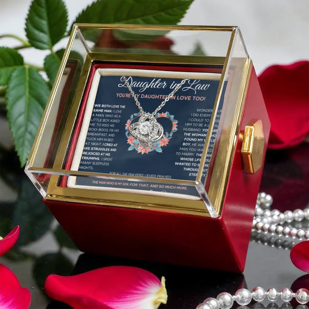 To My Daughter In Love Love Knot Necklace Rose Box Gift Set