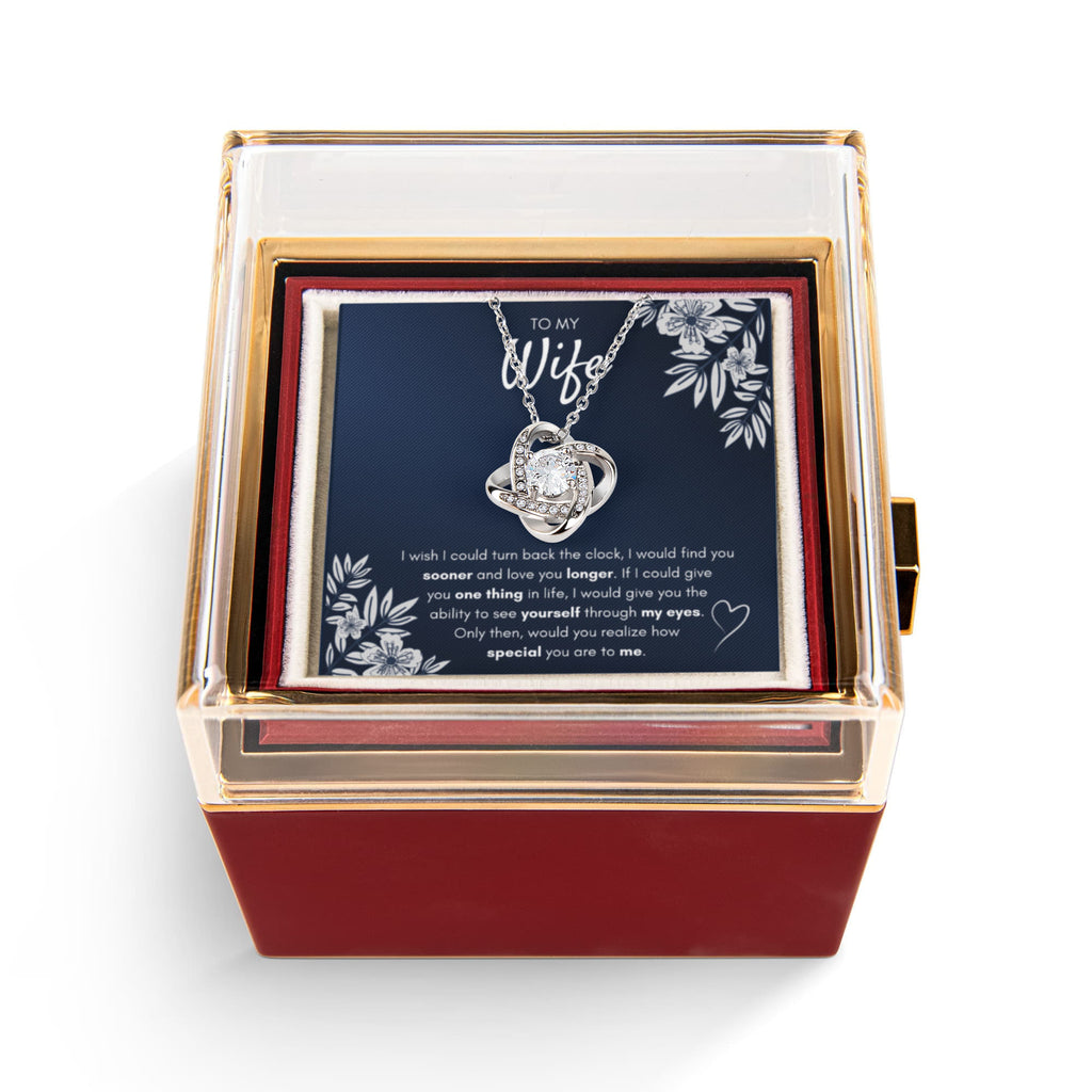 To My Wife Sooner Love Knot Necklace Rose Box Gift Set