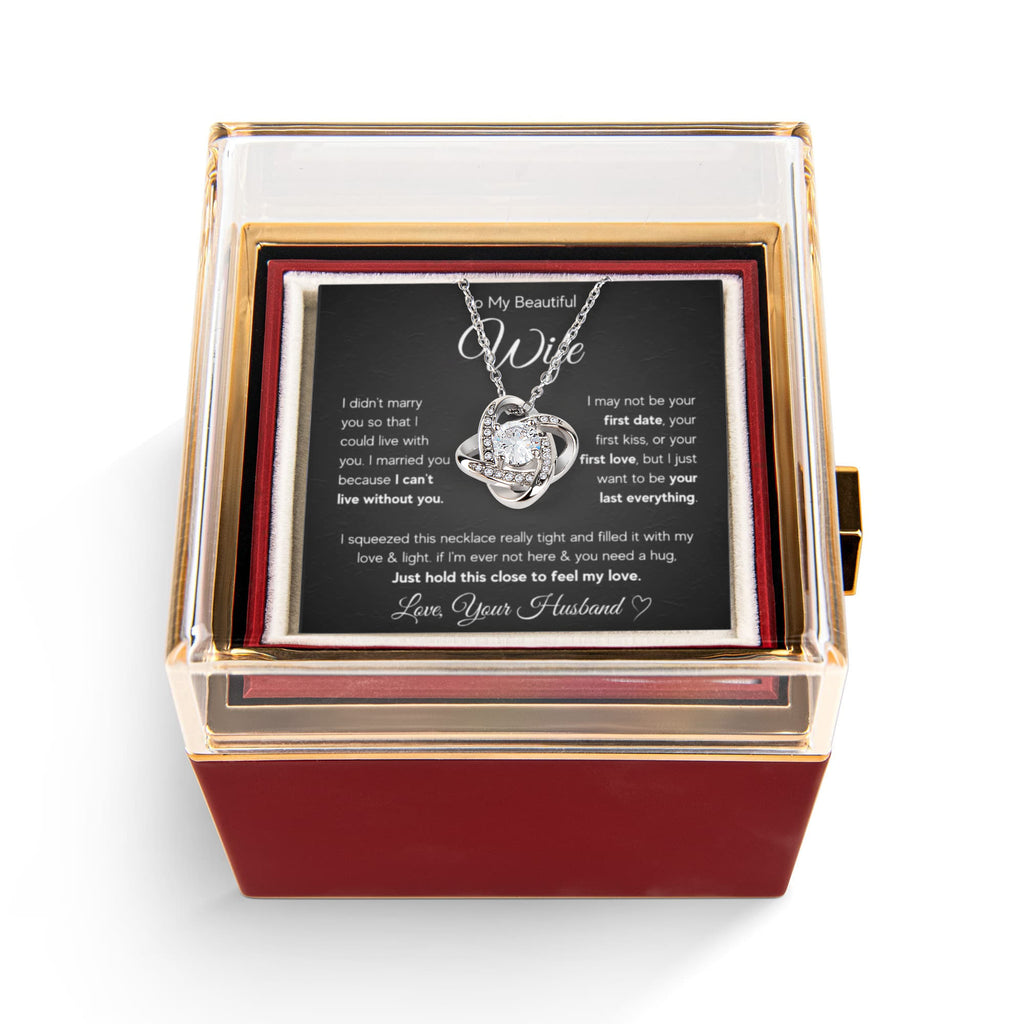 To My Wife Last Everything Love Knot Necklace Rose Box Gift Set