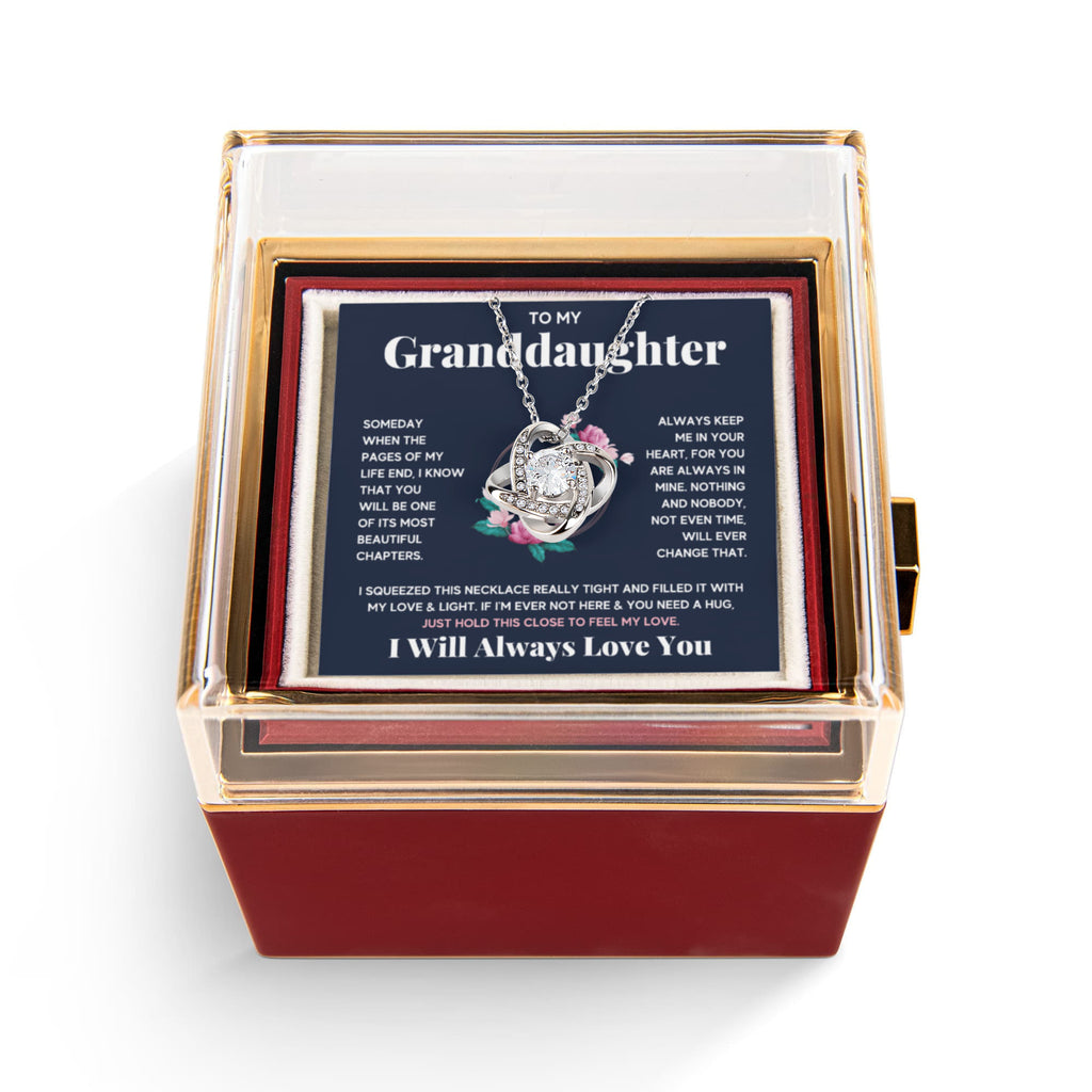 To My Granddaughter Circle Love Knot Necklace Rose Box Gift Set