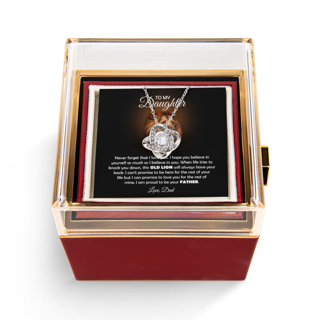 To My Daughter Lion Love Knot Necklace Rose Box Gift Set