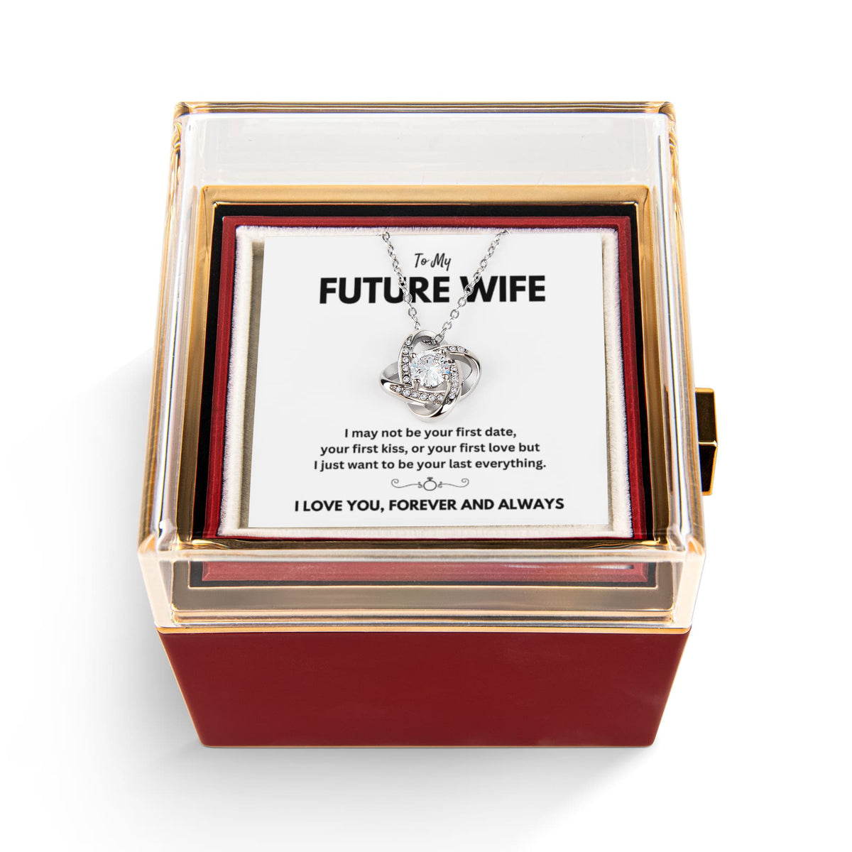 To My Future Wife Last Everything Forever Love Necklace Rose Box Gift Set