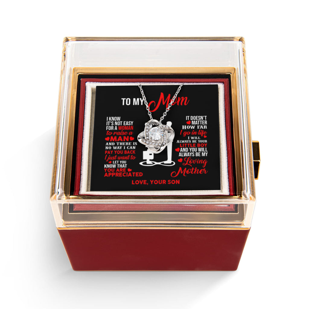 To My Little Boy Love Knot Necklace Rose Box Gift Set