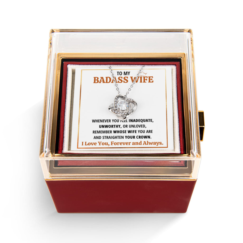 To My Badass Wife Love Knot Necklace Rose Box Gift Set
