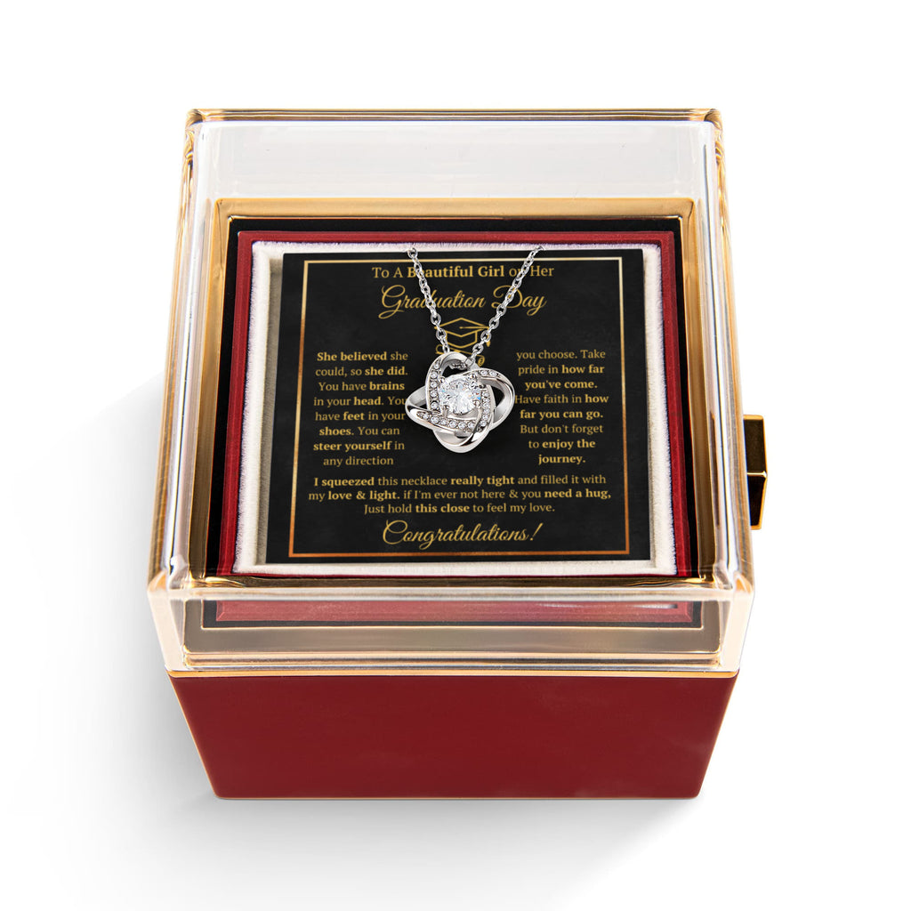 Graduation Gifts For Her Love Knot Necklace Rose Box Gift Set