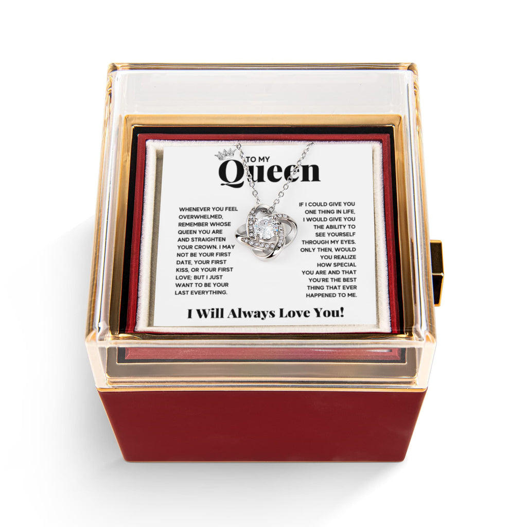 To My Queen Love Knot Necklace Rose Box Gift Set
