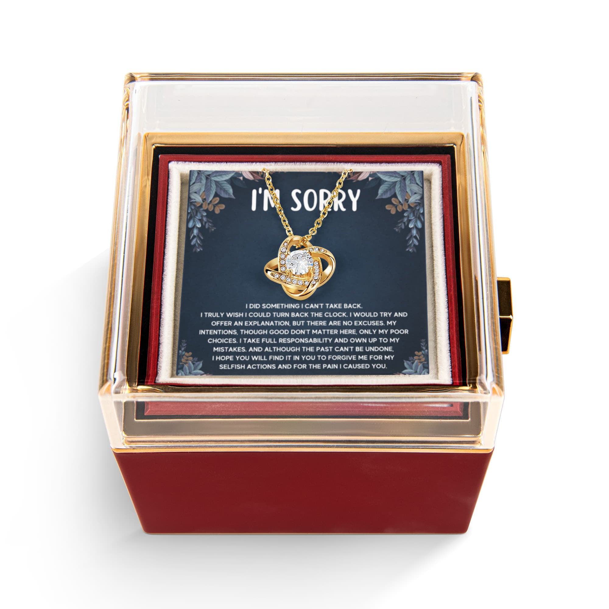 Apology Turn Back Love Knot Necklace Rose Box Gift Set