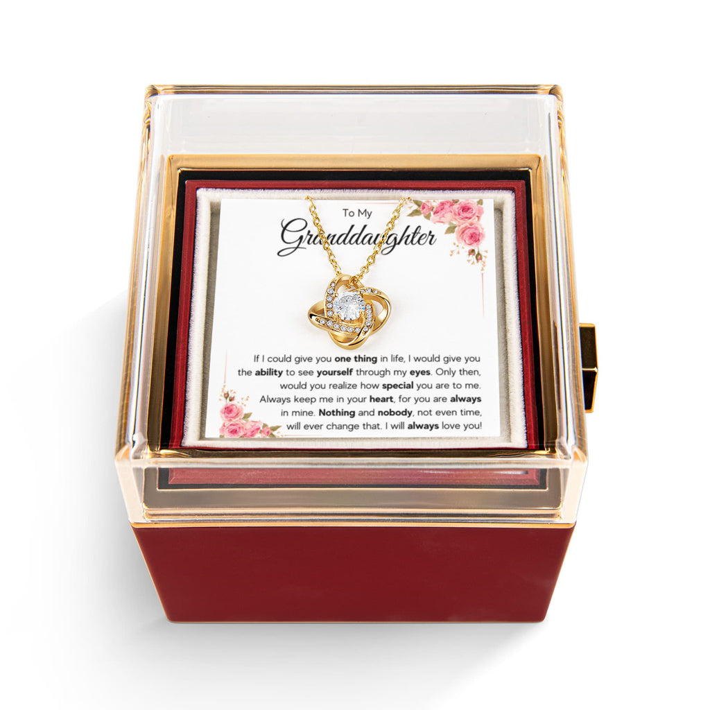 To My Granddaughter Eyes Love Knot Necklace Rose Box Gift