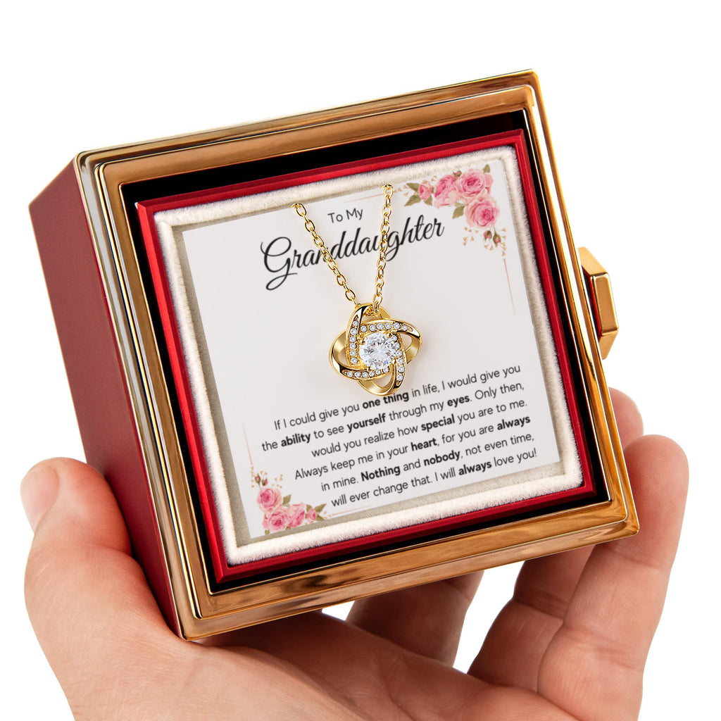 To My Granddaughter Eyes Love Knot Necklace Rose Box Gift