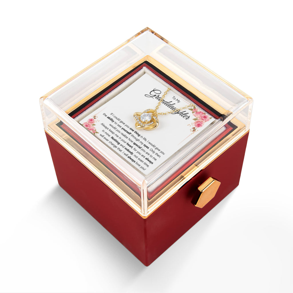 To My Granddaughter Eyes Love Knot Necklace Rose Box Gift