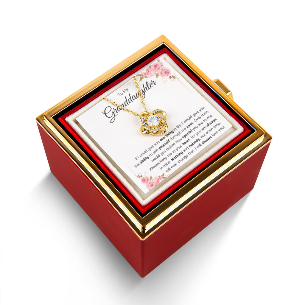 To My Granddaughter Eyes Love Knot Necklace Rose Box Gift