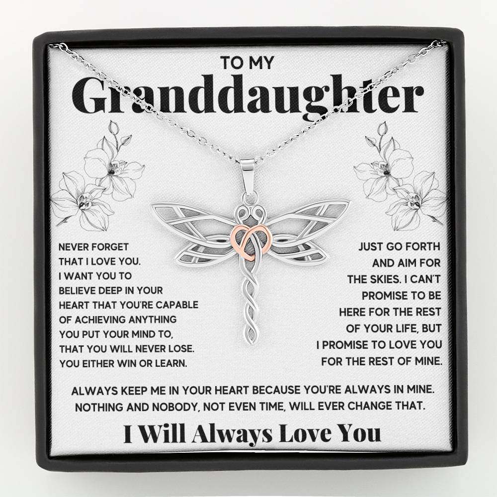 TO MY GRANDDAUGHTER TIME DRAGONFLY NECKLACE GIFT SET