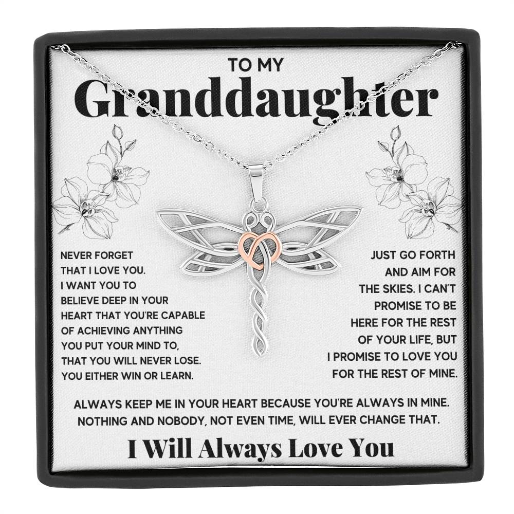 TO MY GRANDDAUGHTER TIME DRAGONFLY NECKLACE GIFT SET