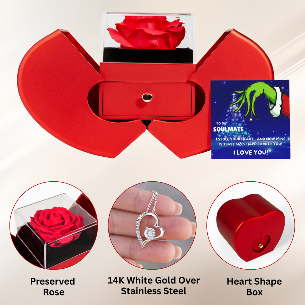 To My Soulmate Christmas Necklace Heart Box Gift Set