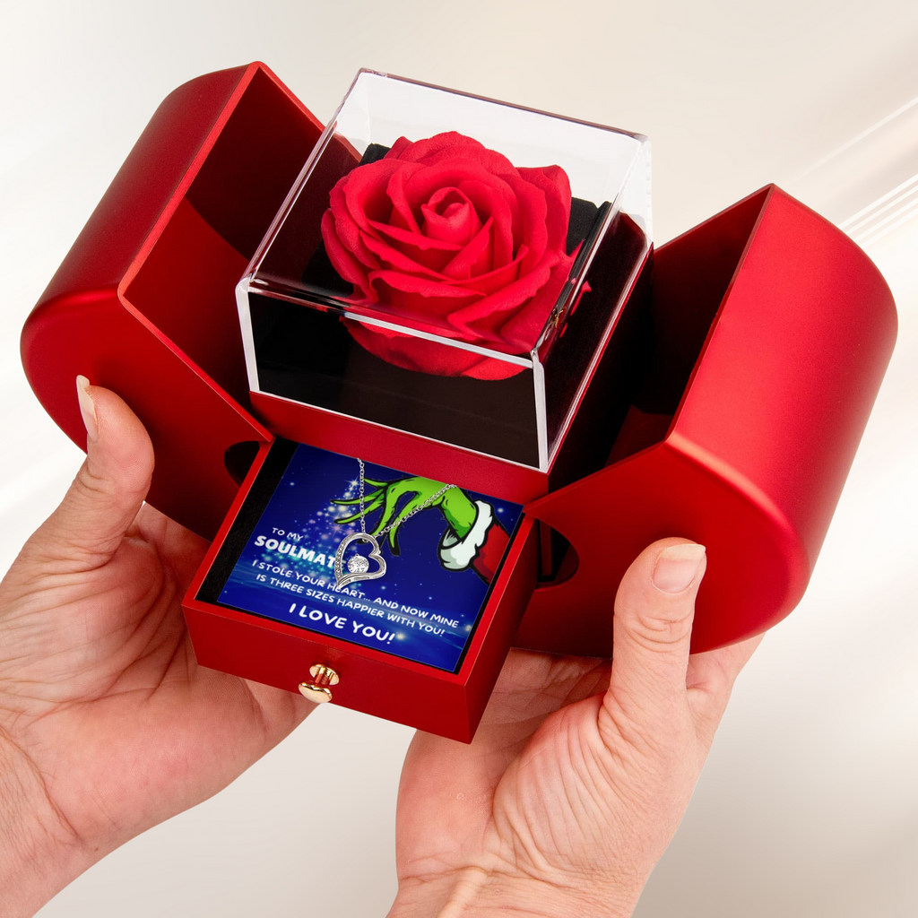 To My Soulmate Christmas Necklace Heart Box Gift Set