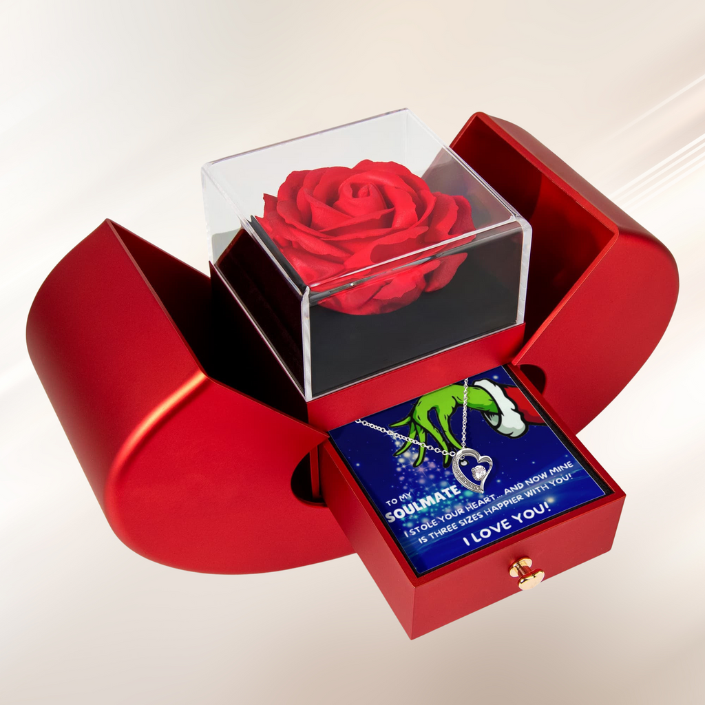 To My Soulmate Christmas Necklace Heart Box Gift Set