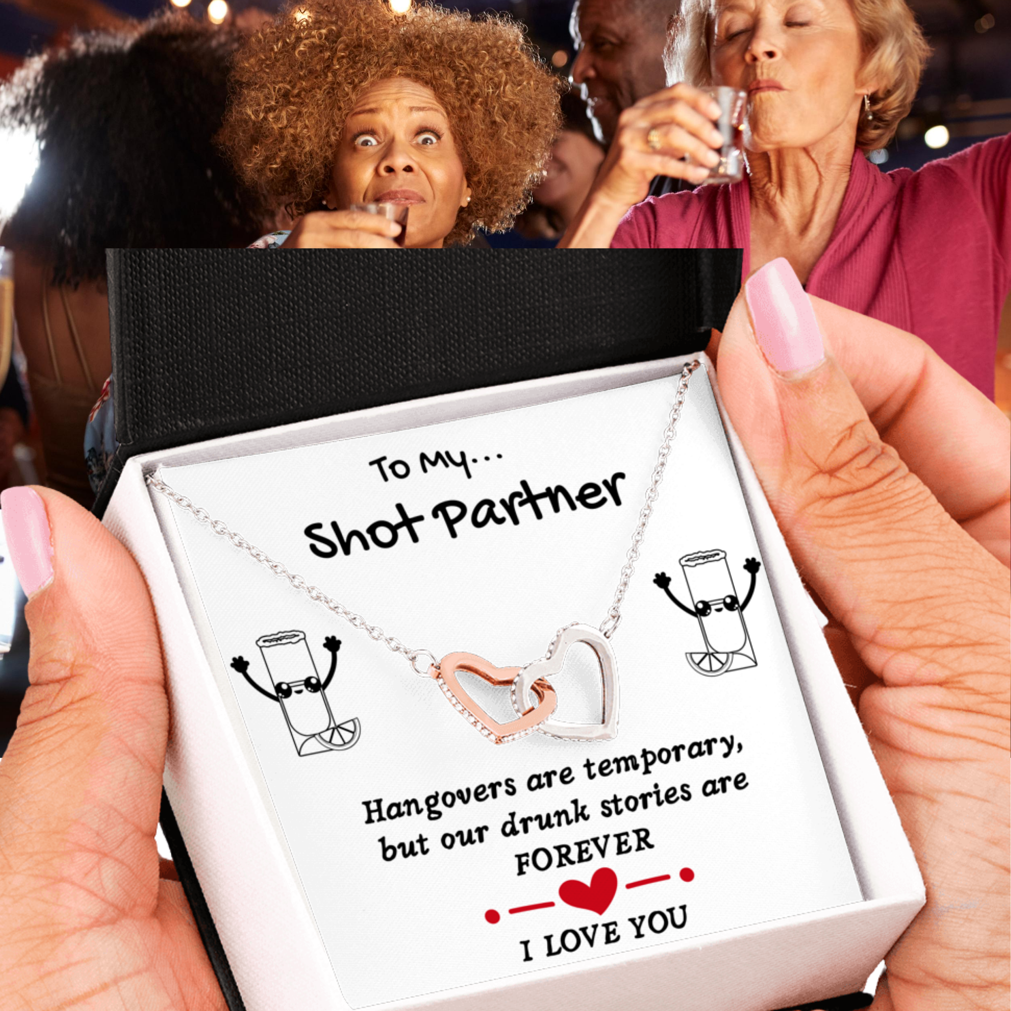 TO MY SHOT PARTNER INTERLOCKING NECKLACE | MESSAGE CARD | GIFT BOX - ON CLOUD NINE GIFTS