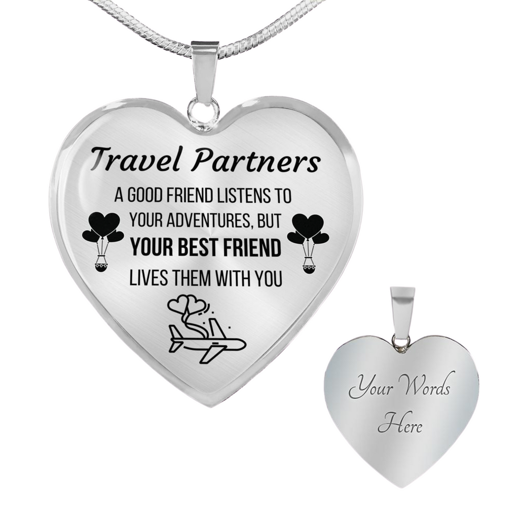 TRAVEL PARTNERS LUXURY NECKLACE | CUSTOM ENGRAVING | GIFT BOX - ON CLOUD NINE GIFTS
