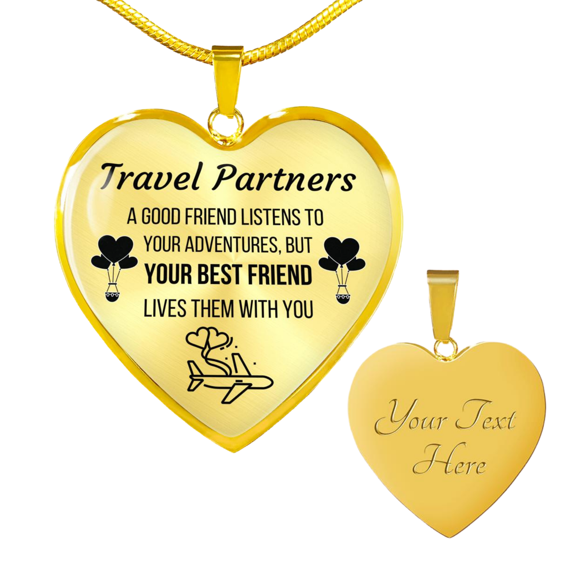 TRAVEL PARTNERS LUXURY NECKLACE | CUSTOM ENGRAVING | GIFT BOX - ON CLOUD NINE GIFTS