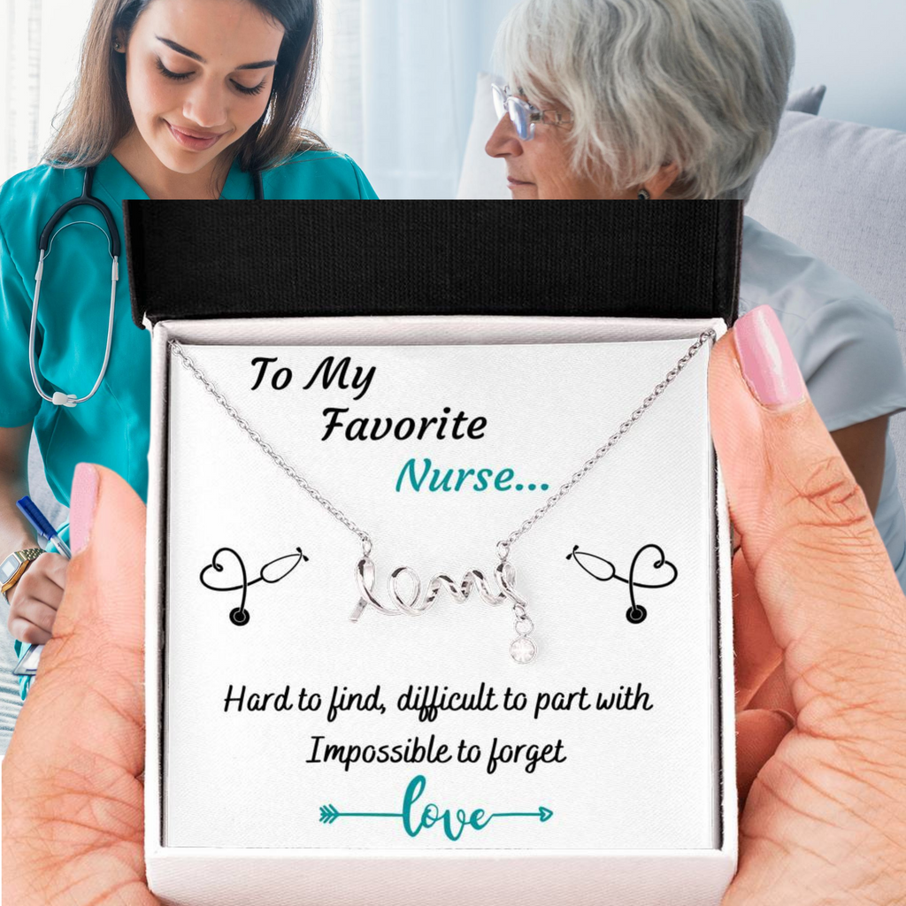 TO MY FAVORITE NURSE LOVE NECKLACE | MESSAGE CARD | GIFT BOX - ON CLOUD NINE GIFTS