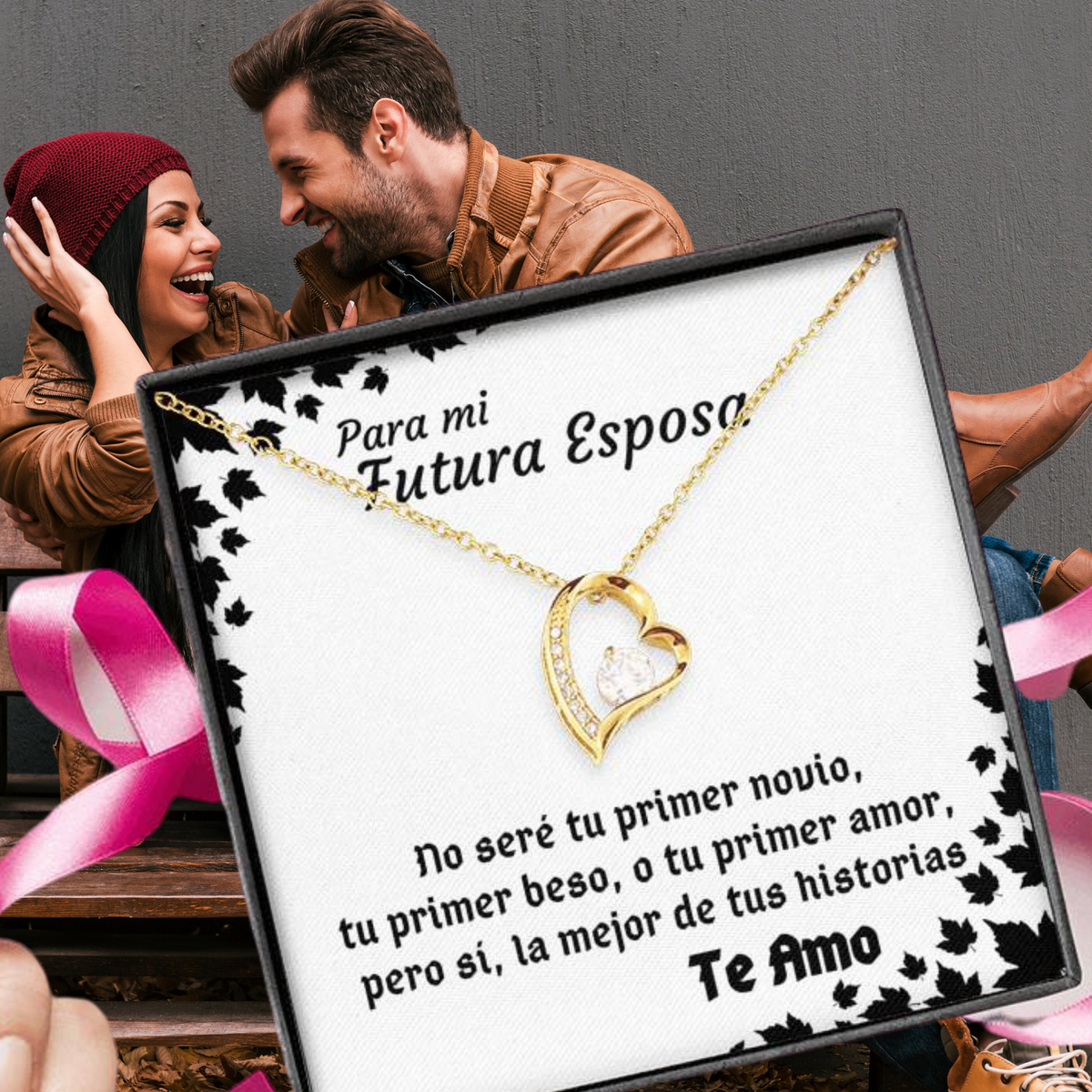 PARA MI FUTURA ESPOSA HEART NECKLACE | MESSAGE CARD | GIFT BOX - ON CLOUD NINE GIFTS