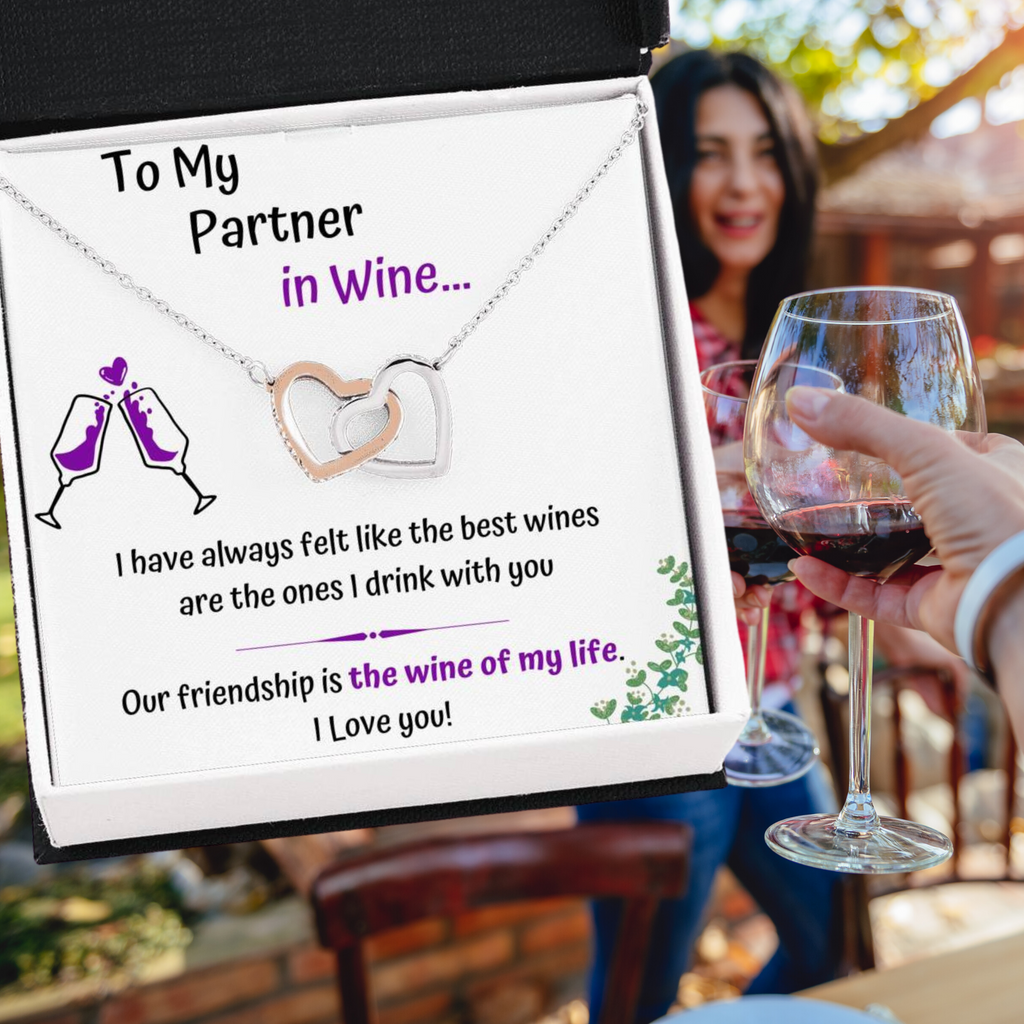 TO MY PARTNER IN WINE INTERLOCKING NECKLACE | MESSAGE CARD | GIFT BOX - ON CLOUD NINE GIFTS