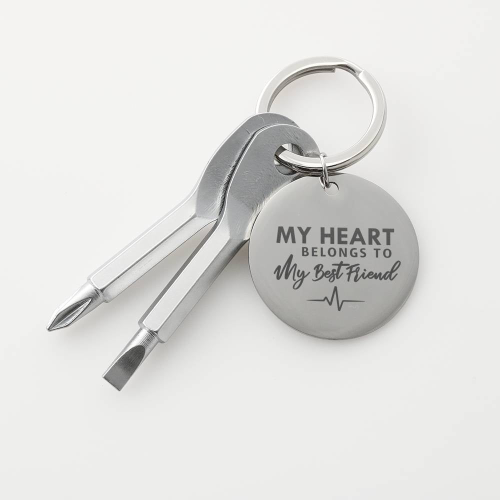 TO MY BEST FRIEND "HEART" SCREWDRIVER KEYCHAIN WITH GIFT BOX - ON CLOUD NINE GIFTS