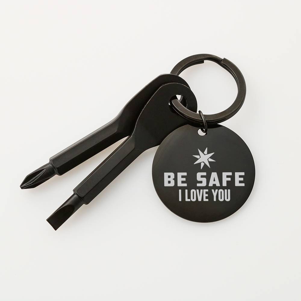 BE SAFE I LOVE YOU SCREWDRIVER KEYCHAIN WITH GIFT BOX - ON CLOUD NINE GIFTS