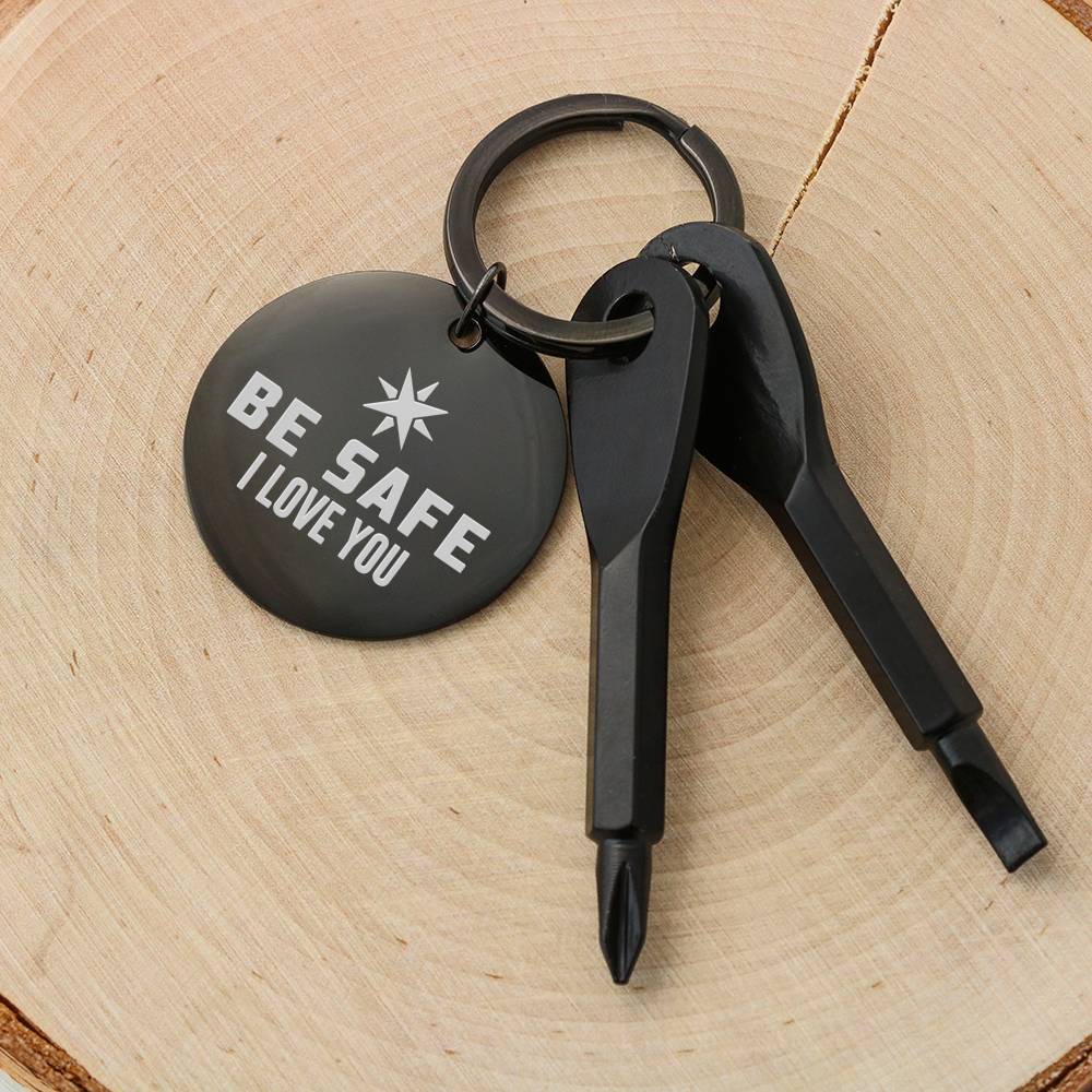 BE SAFE I LOVE YOU SCREWDRIVER KEYCHAIN WITH GIFT BOX - ON CLOUD NINE GIFTS