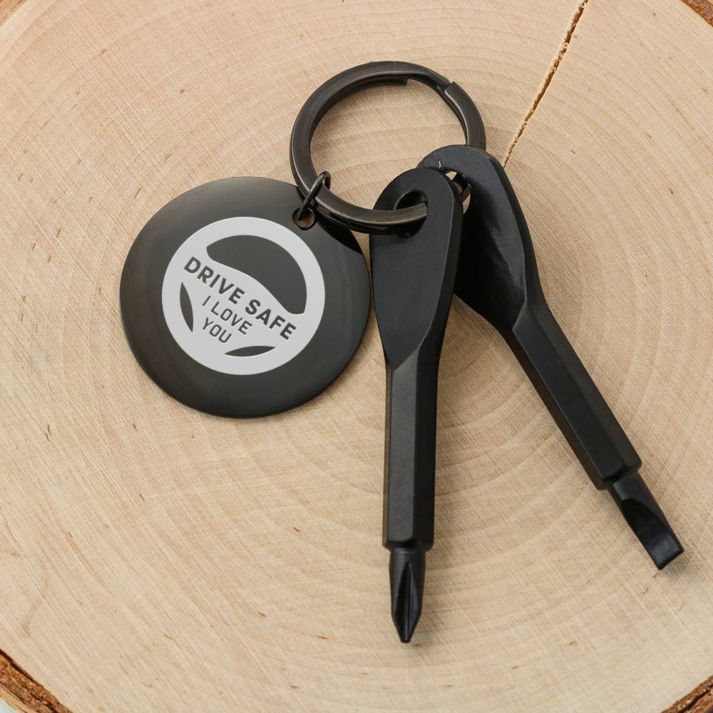 DRIVE SAFE I LOVE YOU SCREWDRIVER KEYCHAIN WITH GIFT BOX - ON CLOUD NINE GIFTS