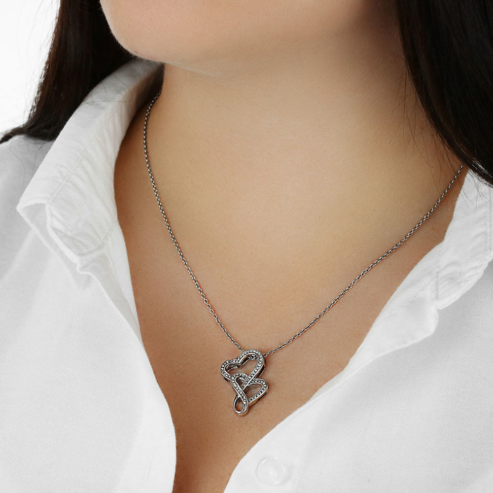 TO MY WIFE "LAST EVERYTHING - RED ROSES" DOUBLE HEARTS NECKLACE GIFT SET - ON CLOUD NINE GIFTS
