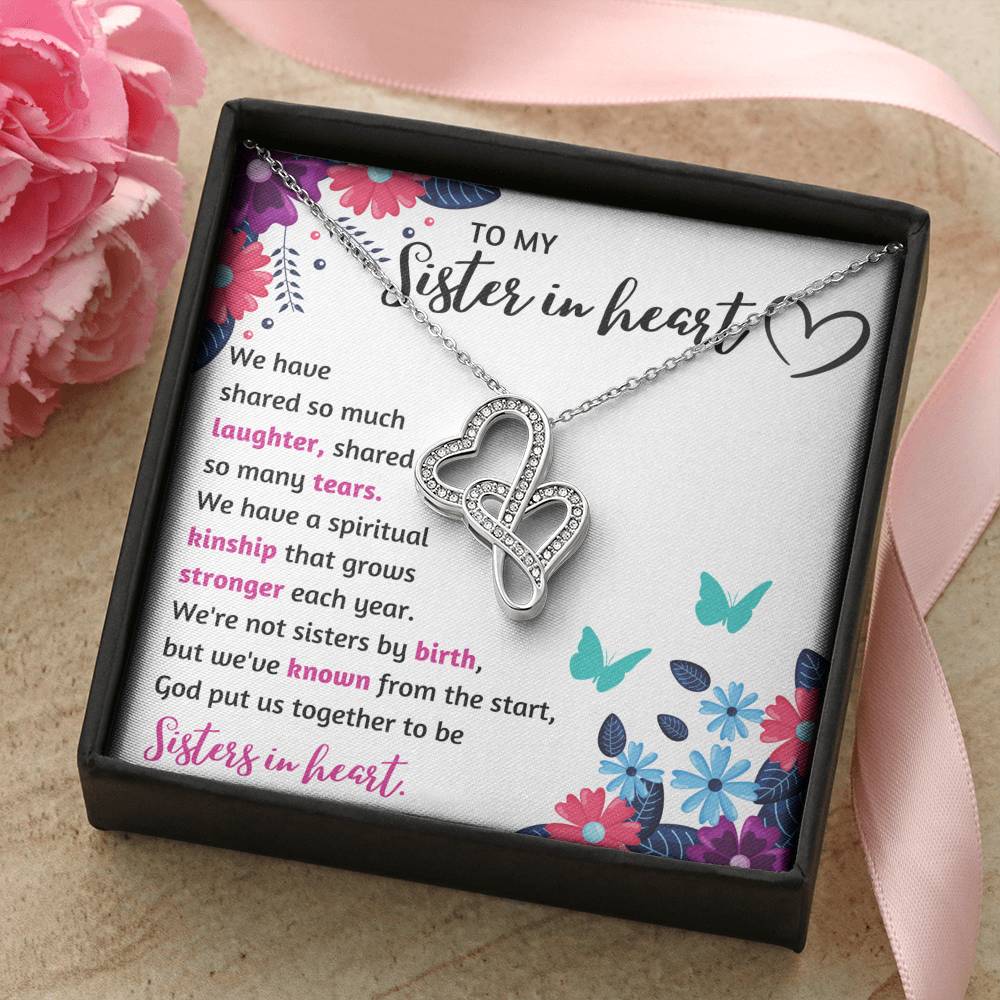 TO MY SISTER IN HEART DOUBLE HEARTS NECKLACE GIFT SET - ON CLOUD NINE GIFTS