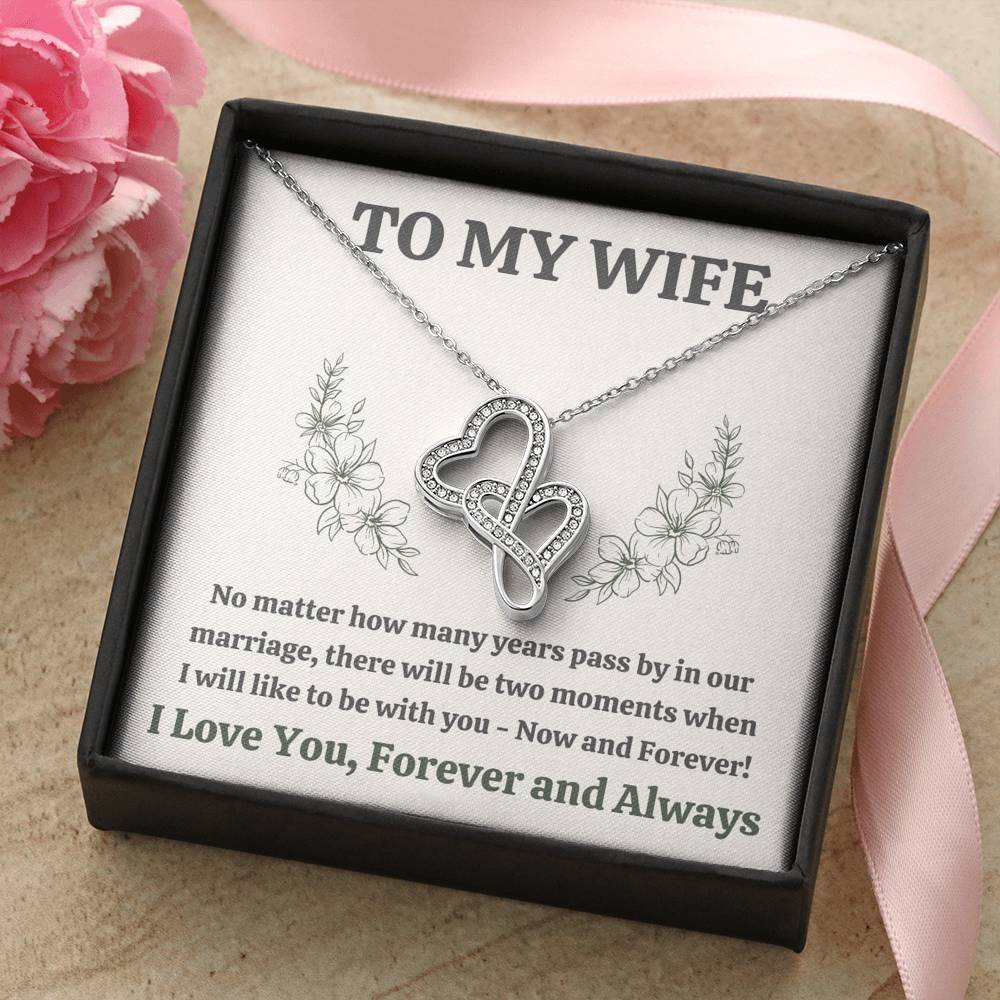 TO MY WIFE "MOMENTS" DOUBLE HEARTS NECKLACE GIFT SET - ON CLOUD NINE GIFTS