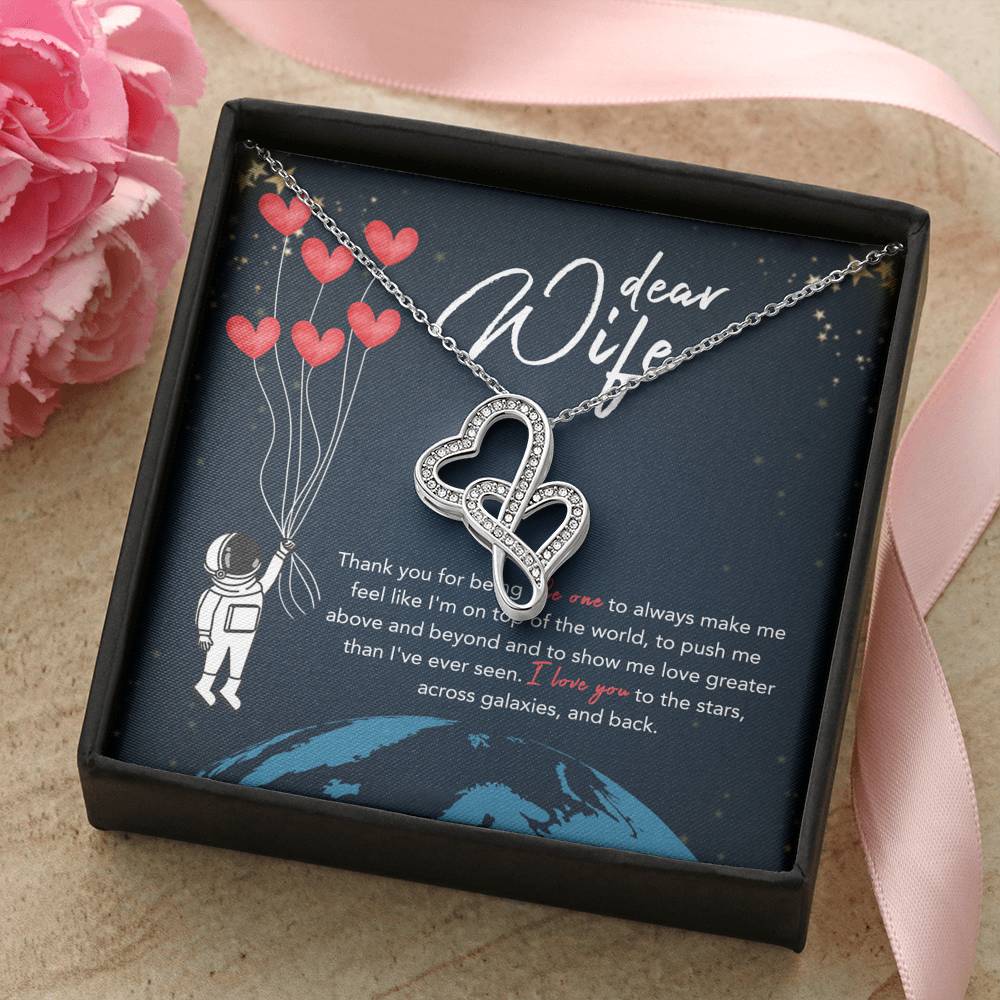 DEAR WIFE "STARS" DOUBLE HEARTS NECKLACE GIFT SET - ON CLOUD NINE GIFTS