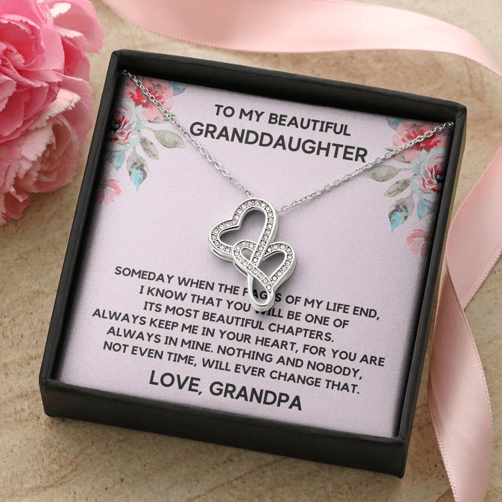 TO MY BEAUTIFUL GRANDDAUGHTER FROM GRANDPA CHAPTERS FLOWERS DOUBLE HEARTS NECKLACE GIFT SET - ON CLOUD NINE GIFTS