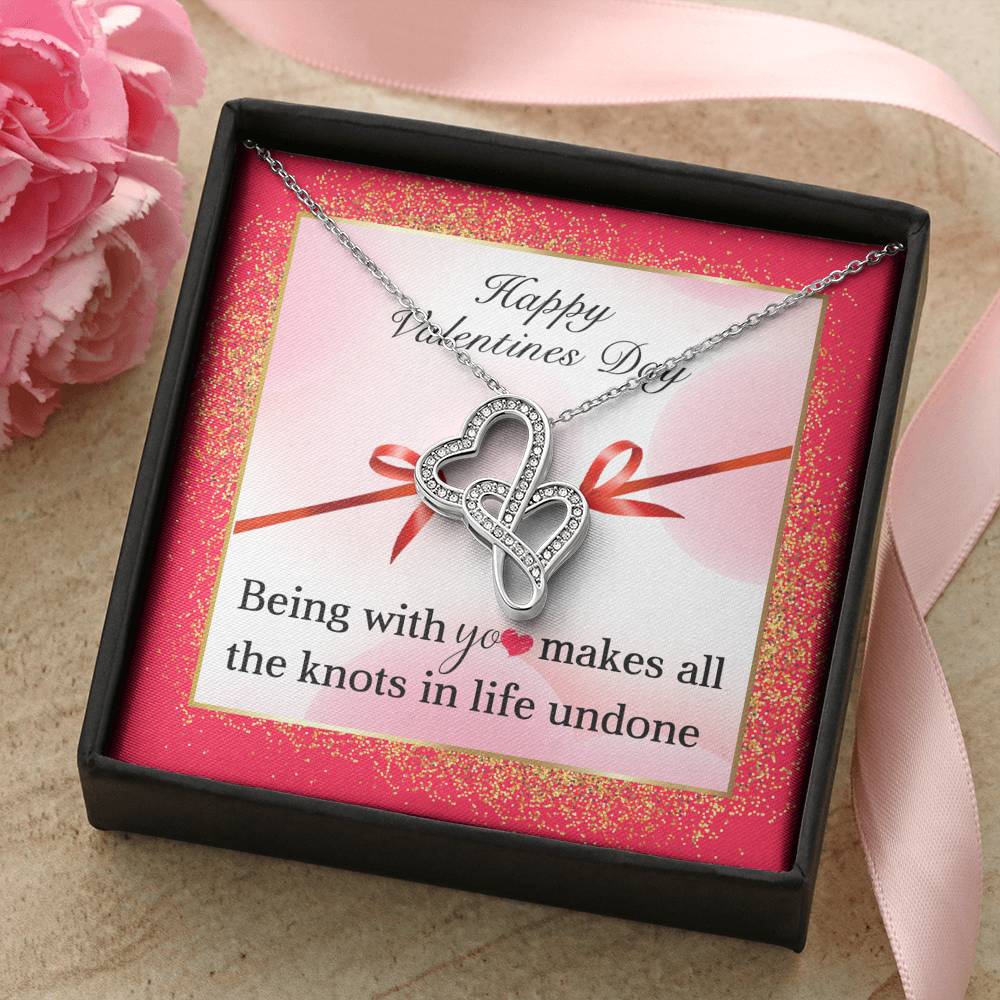 TO MY LOVE "KNOTS" DOUBLE HEARTS NECKLACE VALENTINES DAY GIFT SET - ON CLOUD NINE GIFTS