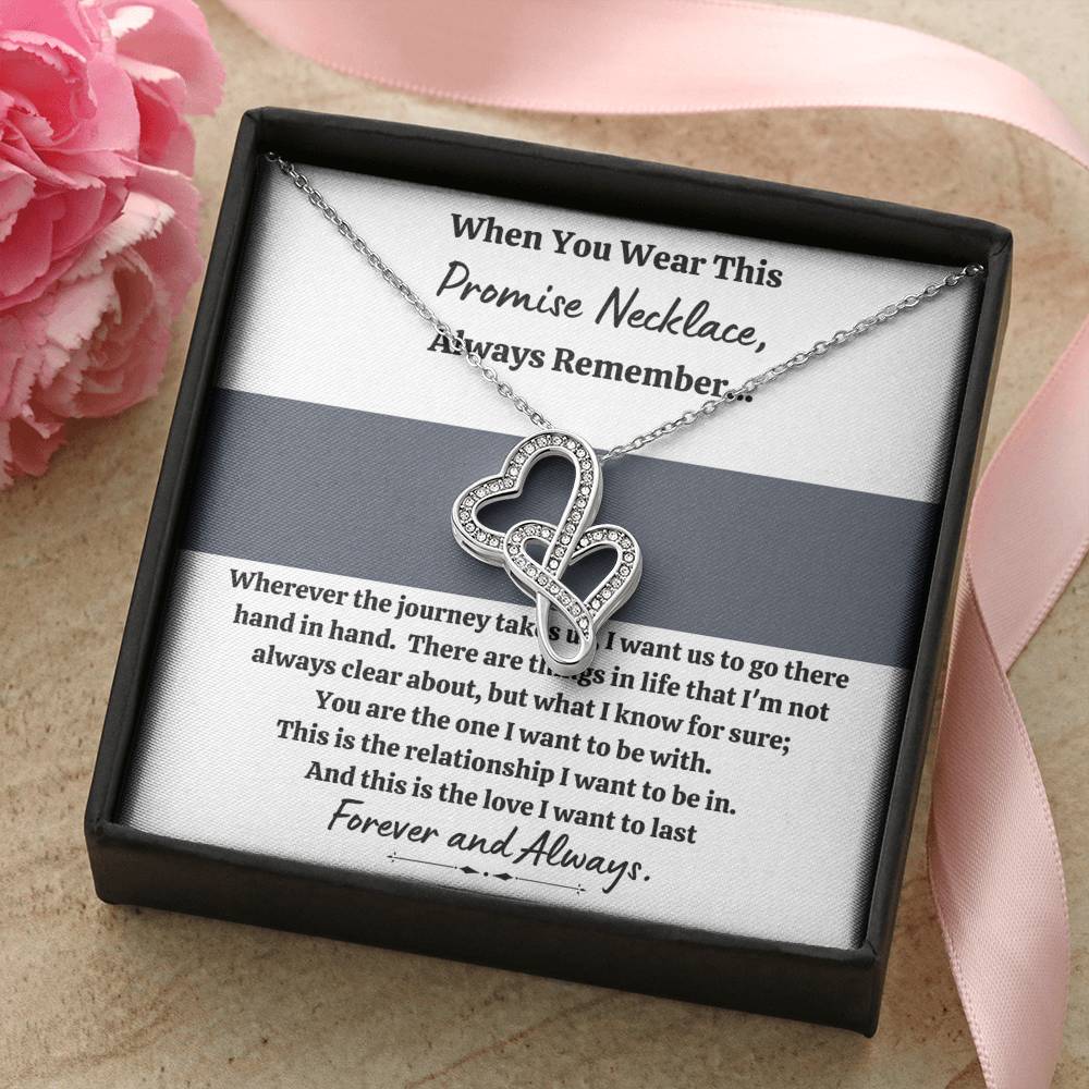 TO MY LOVE "PROMISE NECKLACE - GREY" DOUBLE HEARTS NECKLACE GIFT SET - ON CLOUD NINE GIFTS