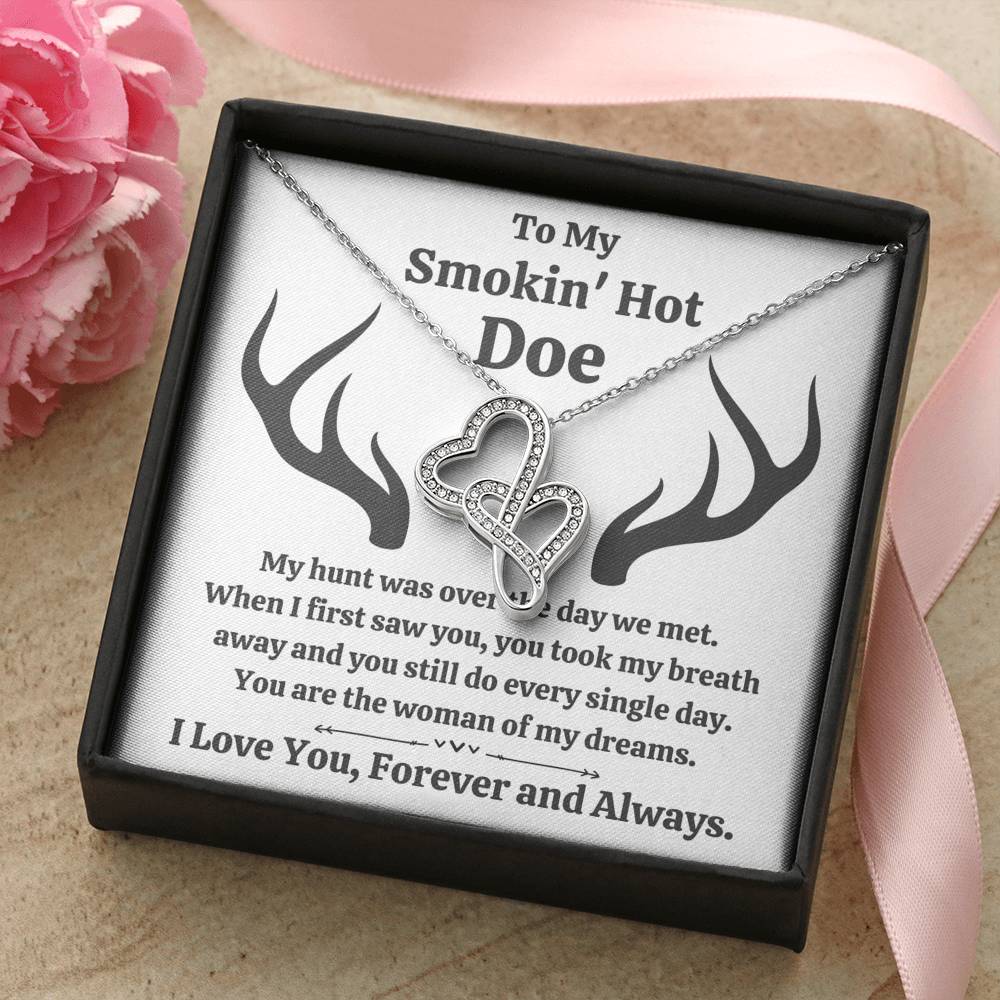 TO MY SMOKIN HOT DOE "DREAMS" DOUBLE HEARTS NECKLACE GIFT SET - ON CLOUD NINE GIFTS