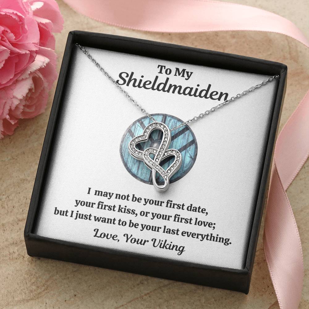 TO MY SHIELDMAIDEN "LAST EVERYTHING - BLUE" DOUBLE HEARTS NECKLACE GIFT SET - ON CLOUD NINE GIFTS
